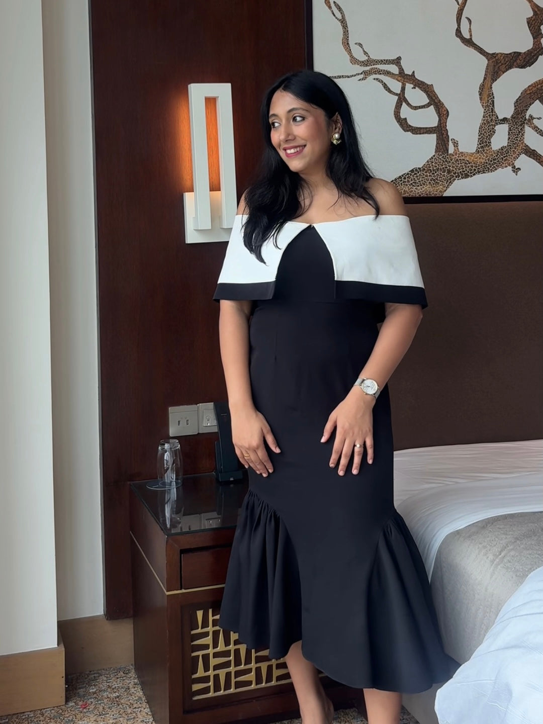 Ivory Fold Fishtail Dress