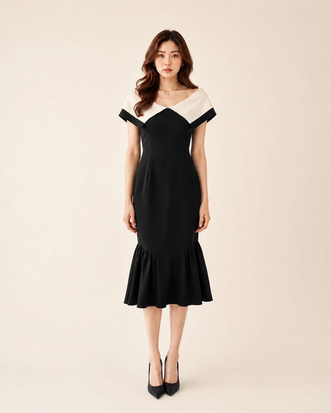 Ivory Fold Fishtail Dress