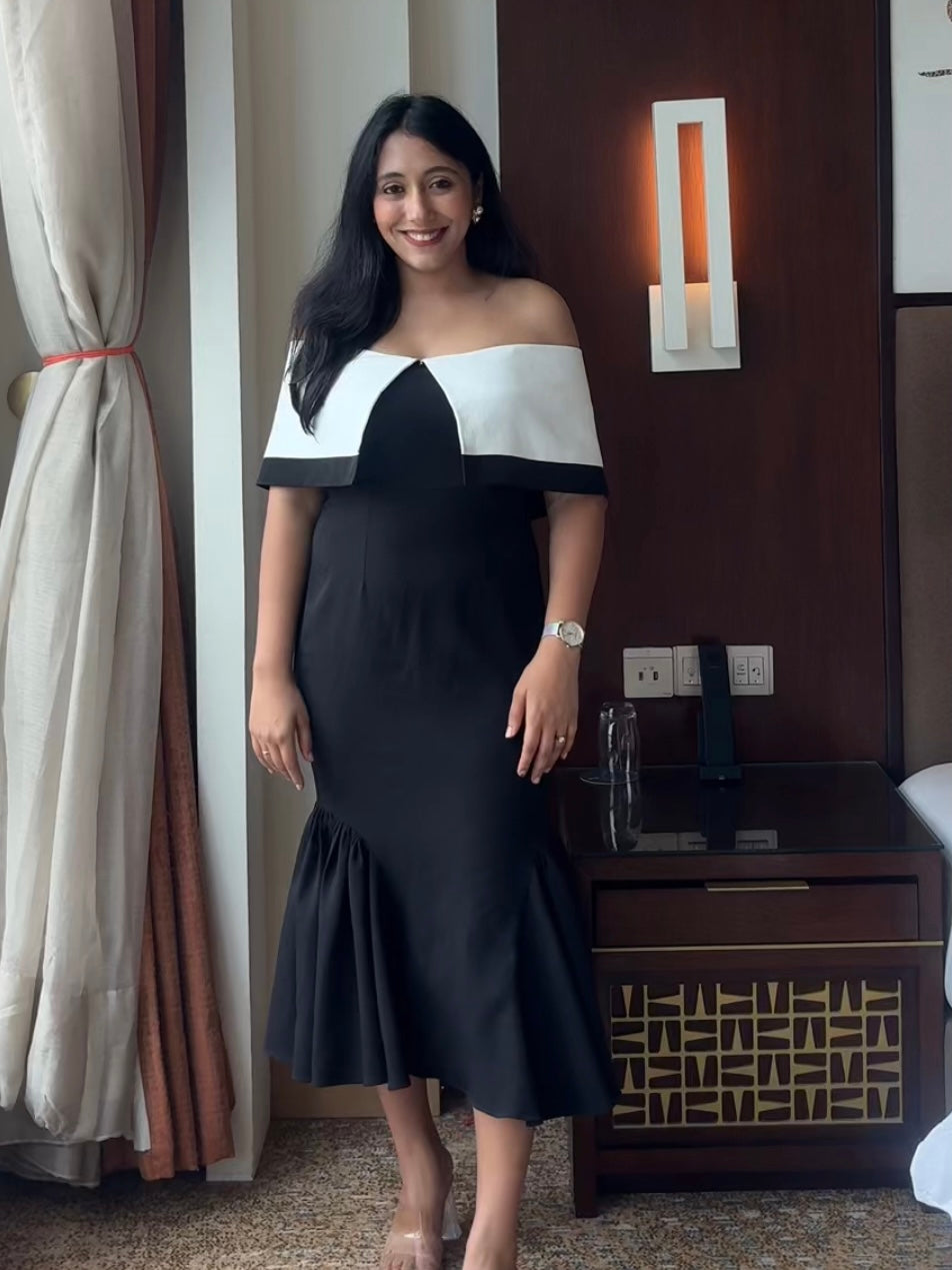 Ivory Fold Fishtail Dress