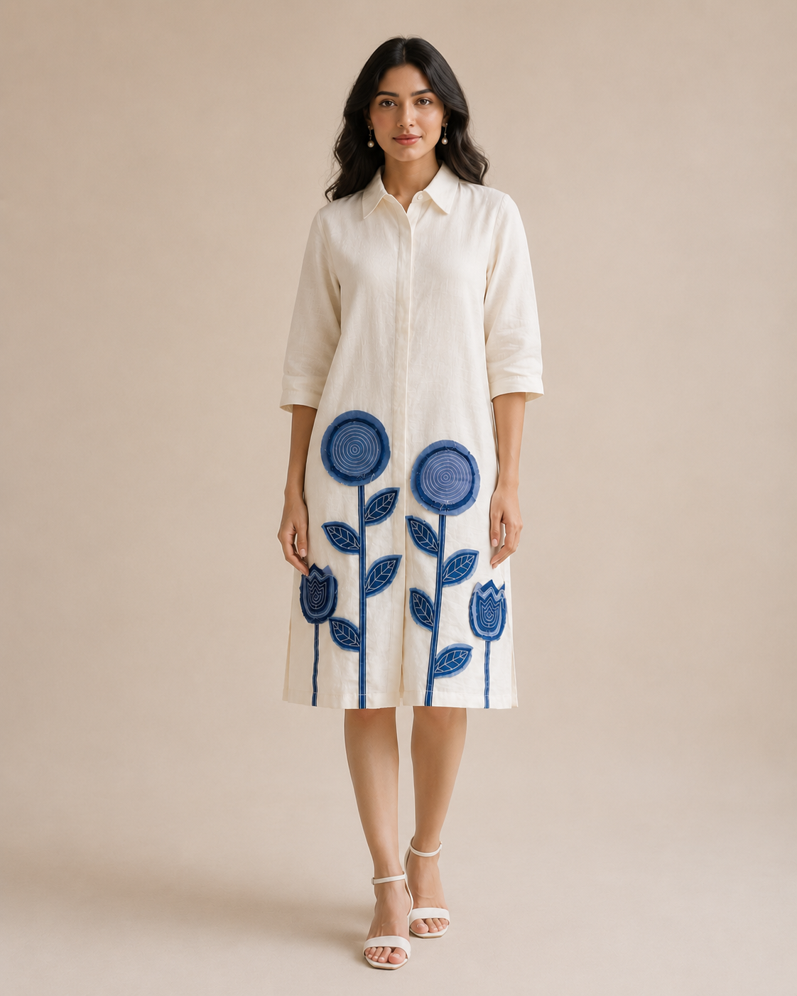 Indigo Bloom Midi
 Dress